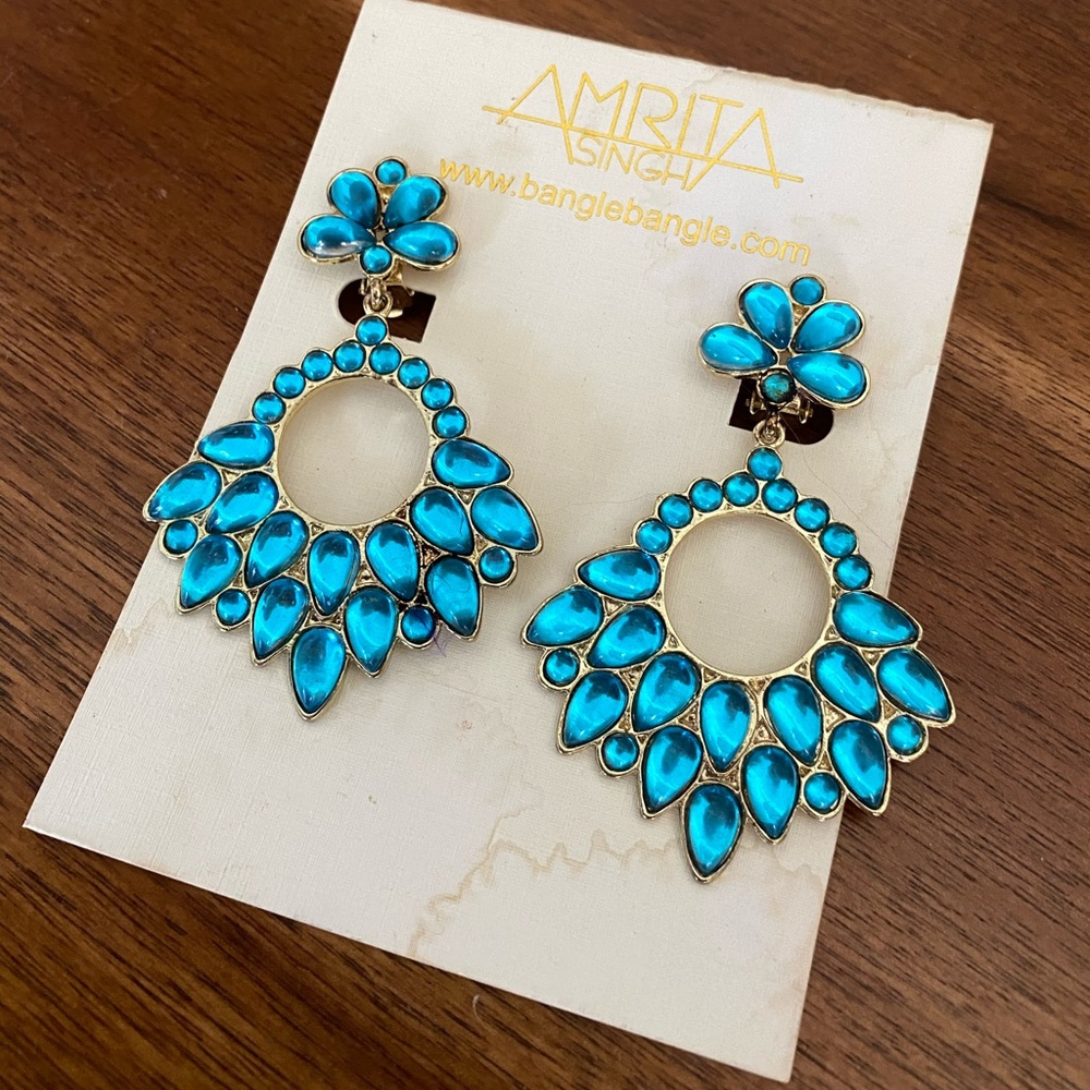 COPY - Amrita Singh 18k gold turquoise clip earri…